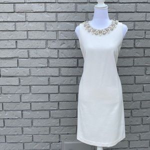 Cream/White Jeweled Collar Dress